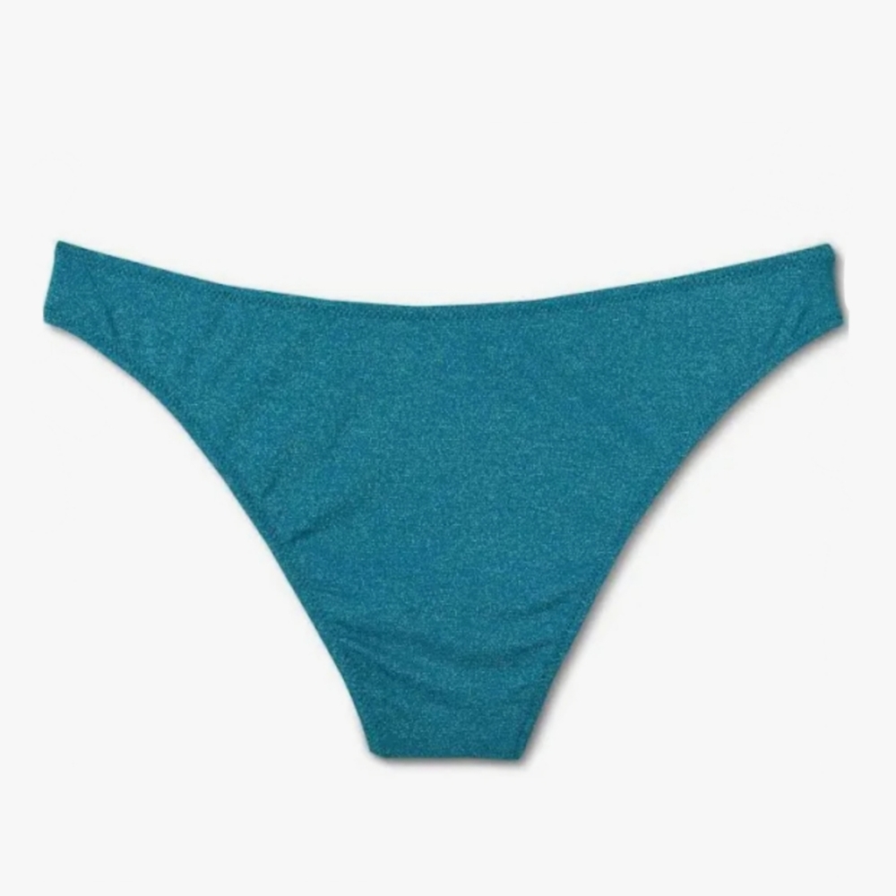 NWT High Leg Extra Cheeky Teal Blue Shimmer Bikini Bottom 👙 - Picture 7 of 7